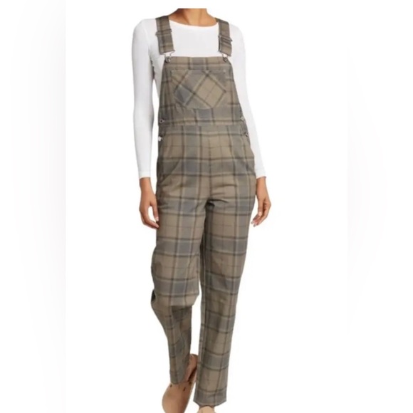 WeWoreWhat Pants - Weworewhat Danielle Bernstein Basic Green Plaid Overalls Size XS